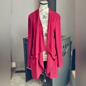 Elegant Red Draped Women's Cardigan